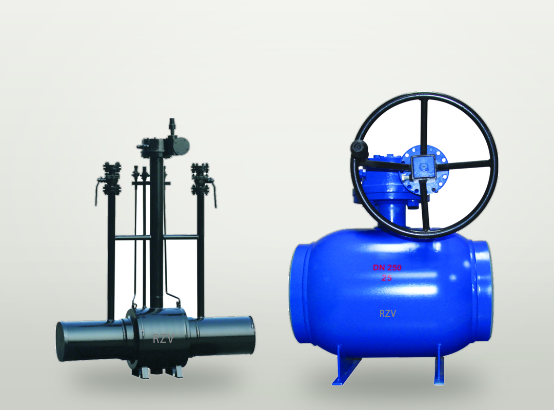 Two fully welded ball valves, lever and gear operated